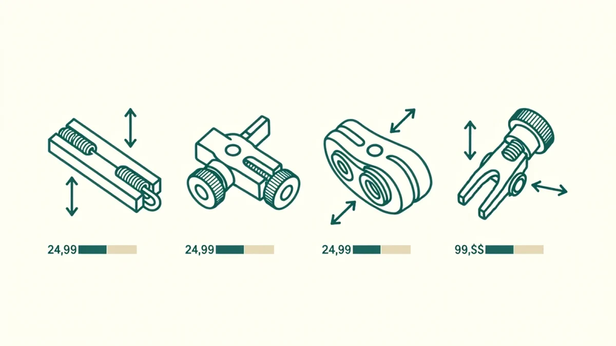Infographic comparing spring, screw, clutch and insert capo mechanisms