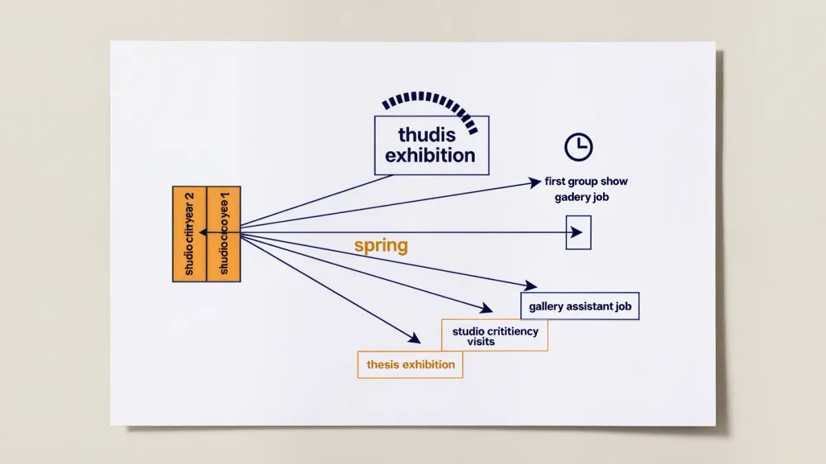 Chart showing the path from MFA thesis show to career
