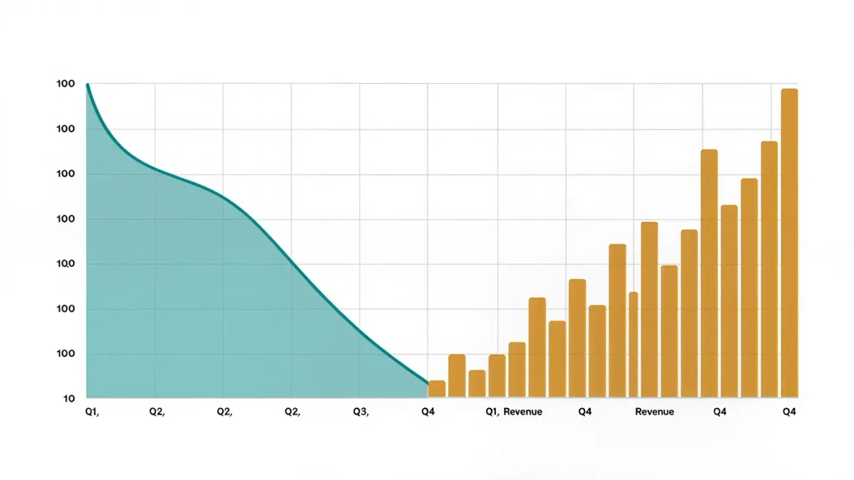 Infographic of a falling ebook line beside rising audio bars