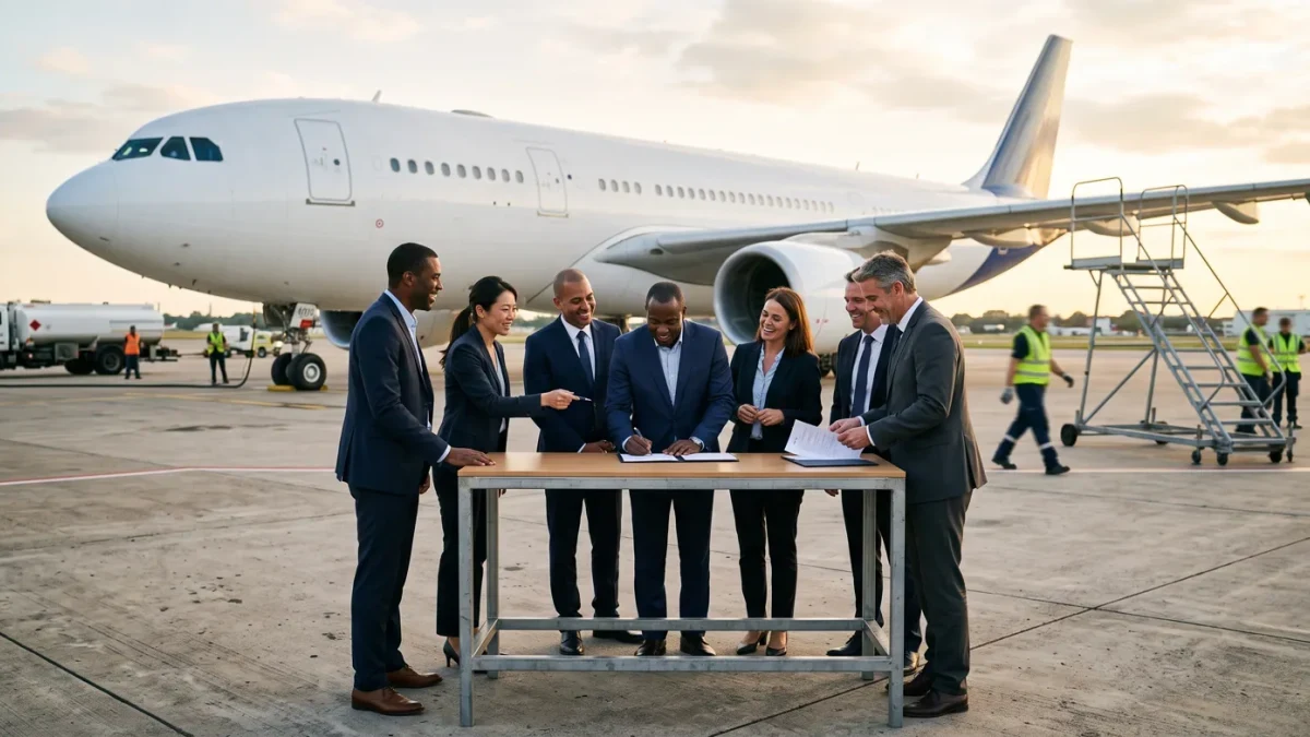 Wide-body aircraft delivery with national export bank documents