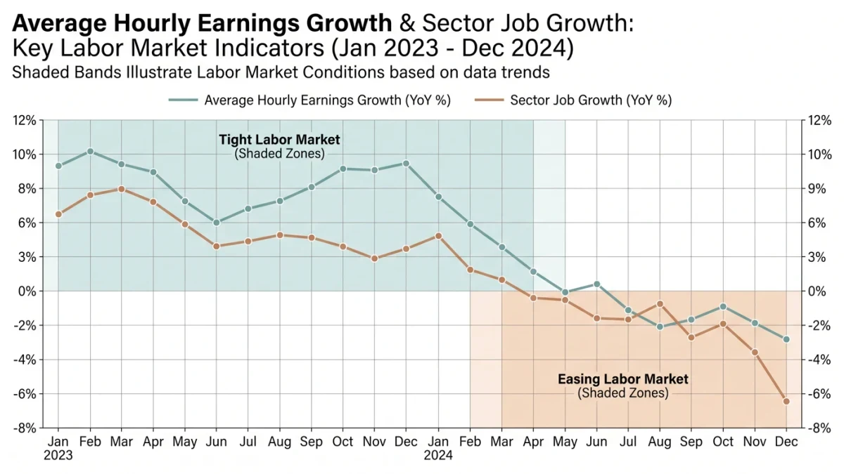 Trend chart of wage growth versus openings