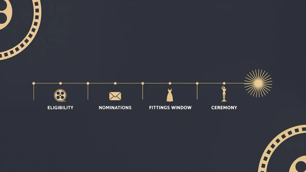 Infographic timeline of an awards season from eligibility to ceremony