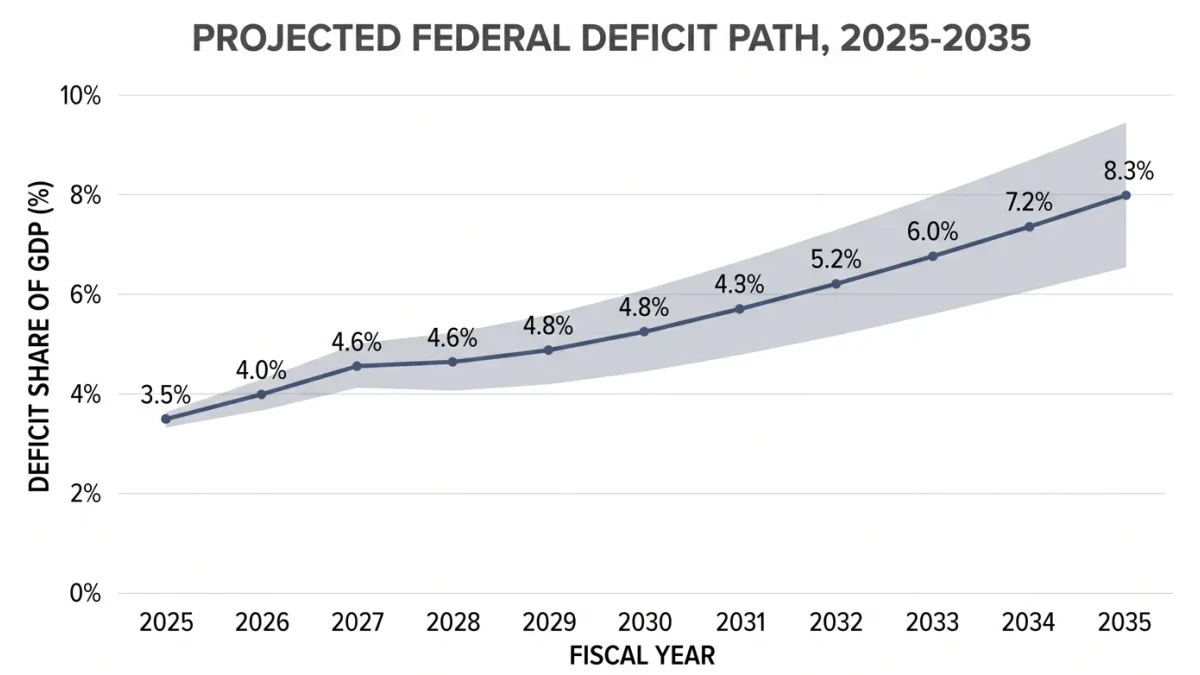 Chart showing federal deficit trajectory across a ten-year window