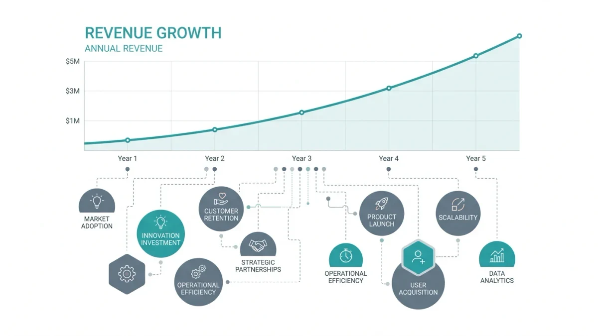 Rising ad revenue curve over scattered measurement nodes