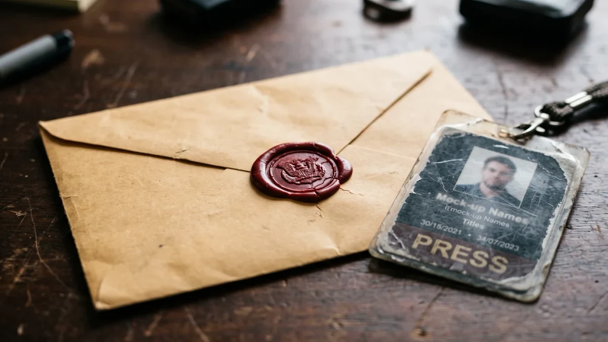 Federal subpoena envelope beside a press credential
