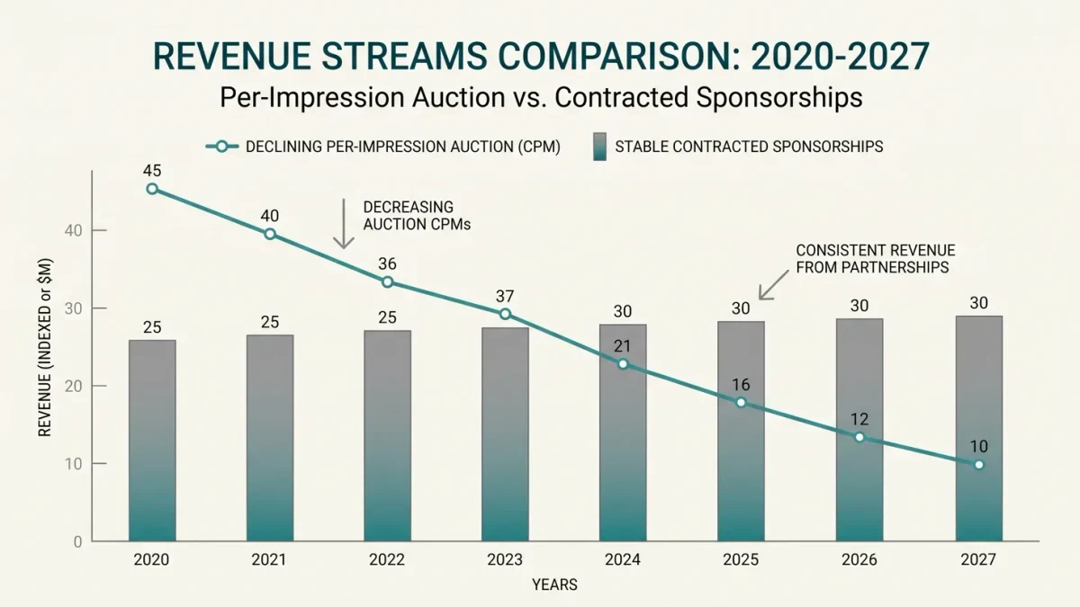 Infographic comparing sponsorship and programmatic revenue paths