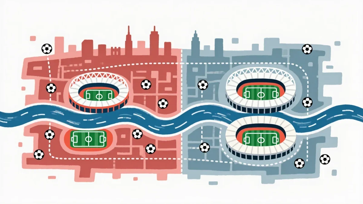 Editorial infographic mapping a divided football city