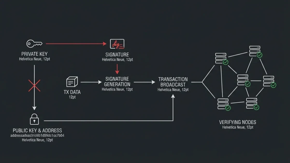 Infographic of transaction signing from key to signature