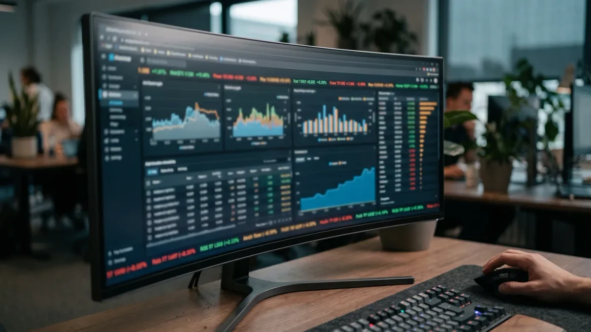 Close-up of programmatic ad auction dashboard on a monitor
