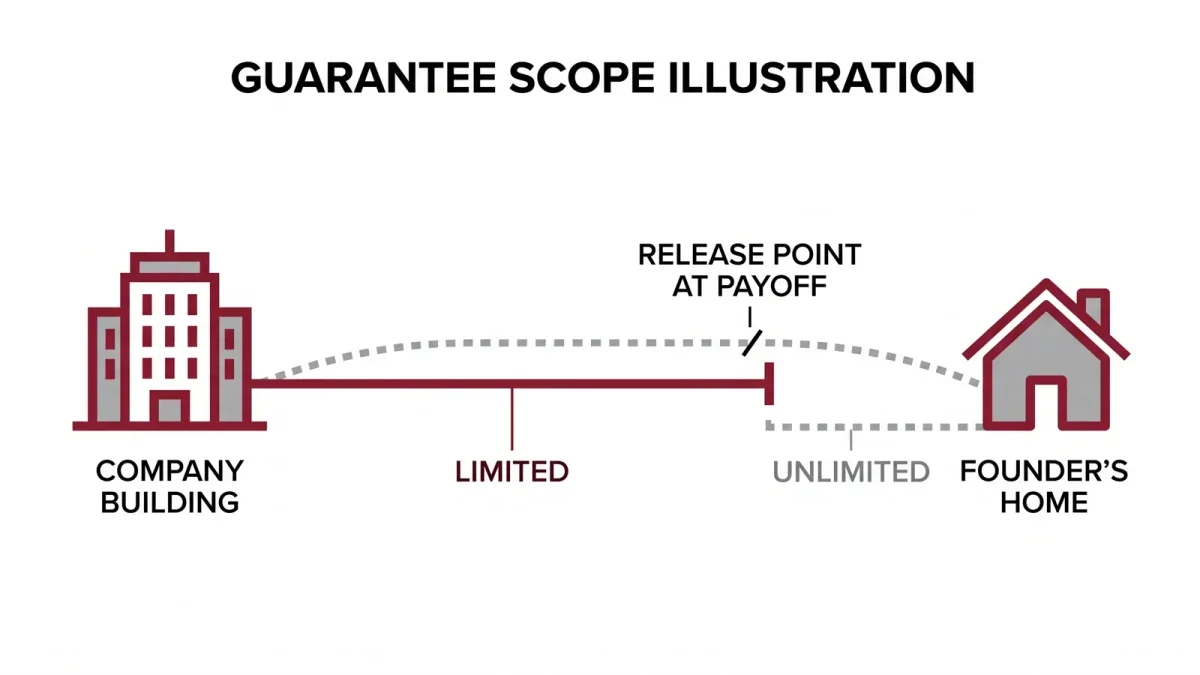 Diagram of capped versus unlimited guarantee bridges between company and home