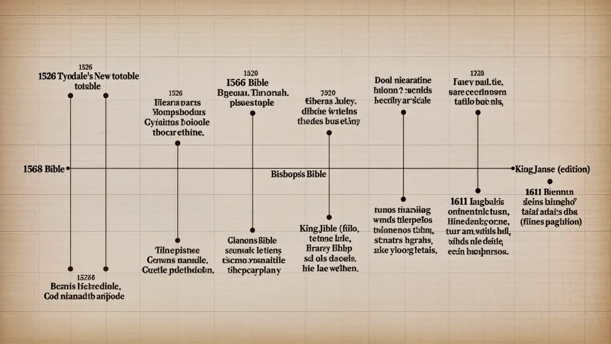 Editorial chart tracing English Bible translation from Tyndale to 1611