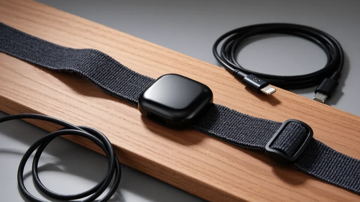 Close-up of an unbranded heart rate strap sensor on an athlete's chest