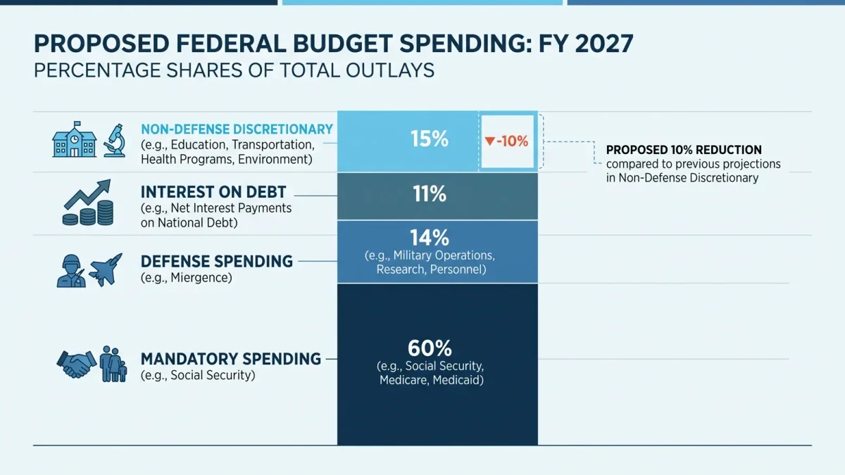 Infographic of non-defense discretionary spending shares facing a 10 percent cut