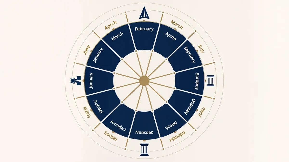 Infographic year wheel of fashion fairs, runway weeks, and museum dates