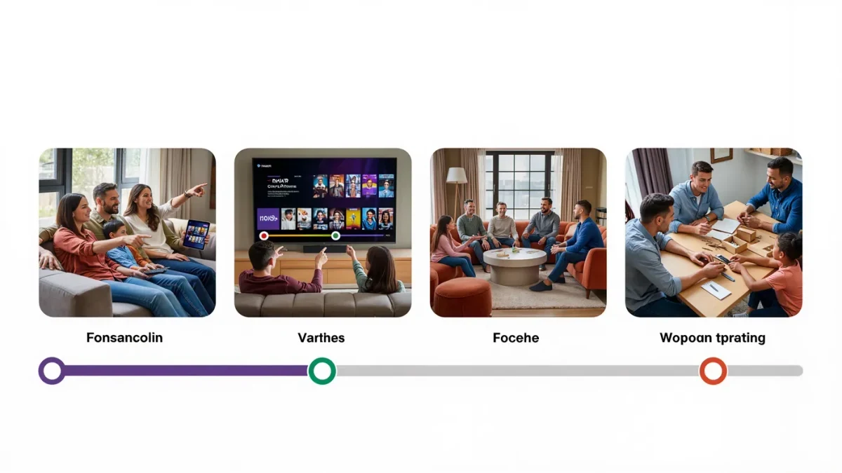 Editorial chart showing a four-step family documentary night format