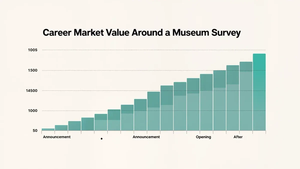 Chart of artist market value stepping up around a museum survey