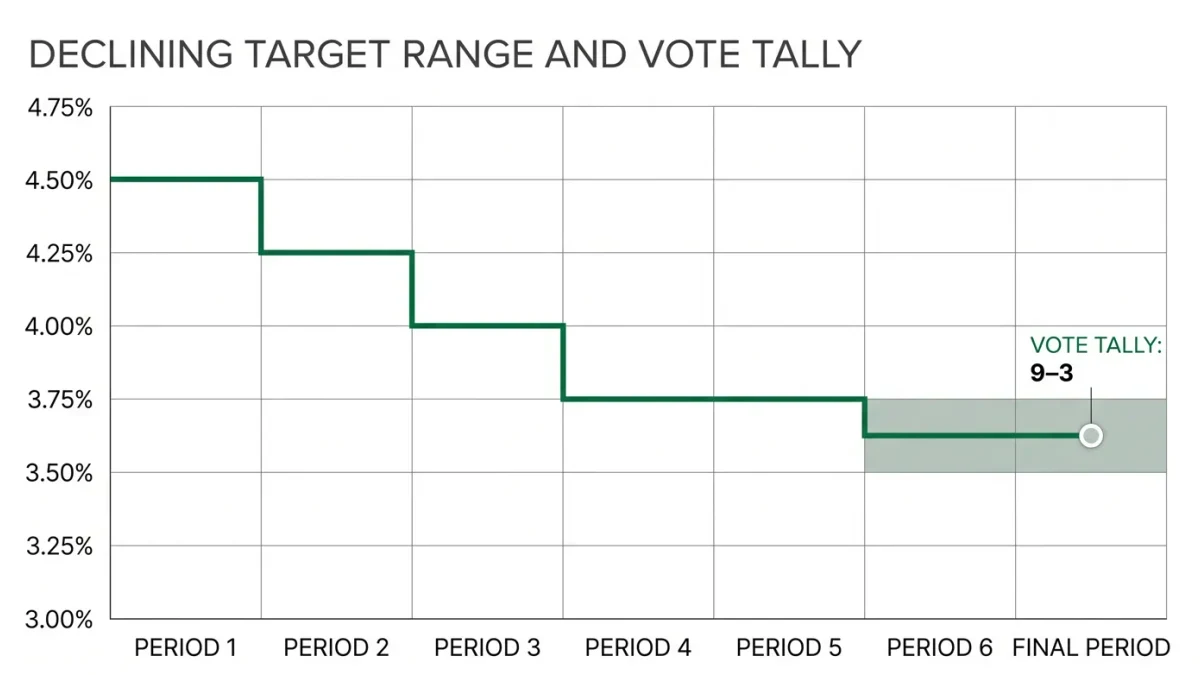Rate step-down chart to the new target range with vote split