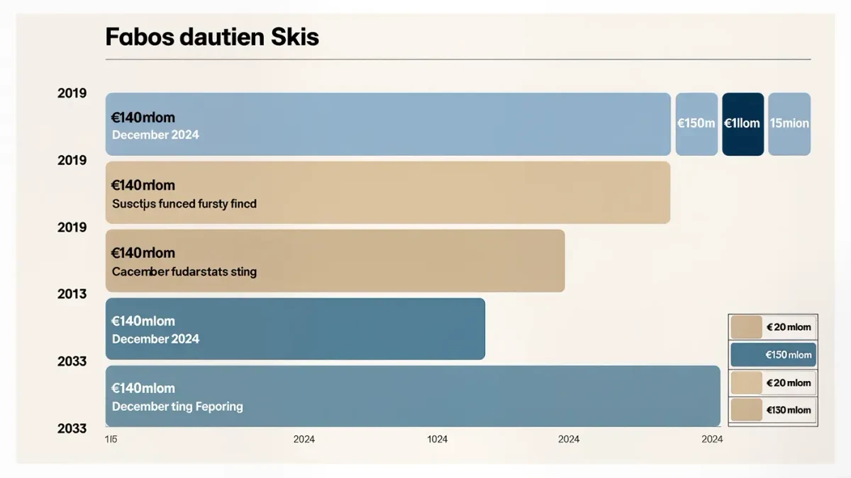 Funding timeline infographic for Notre-Dame restoration phases through 2033
