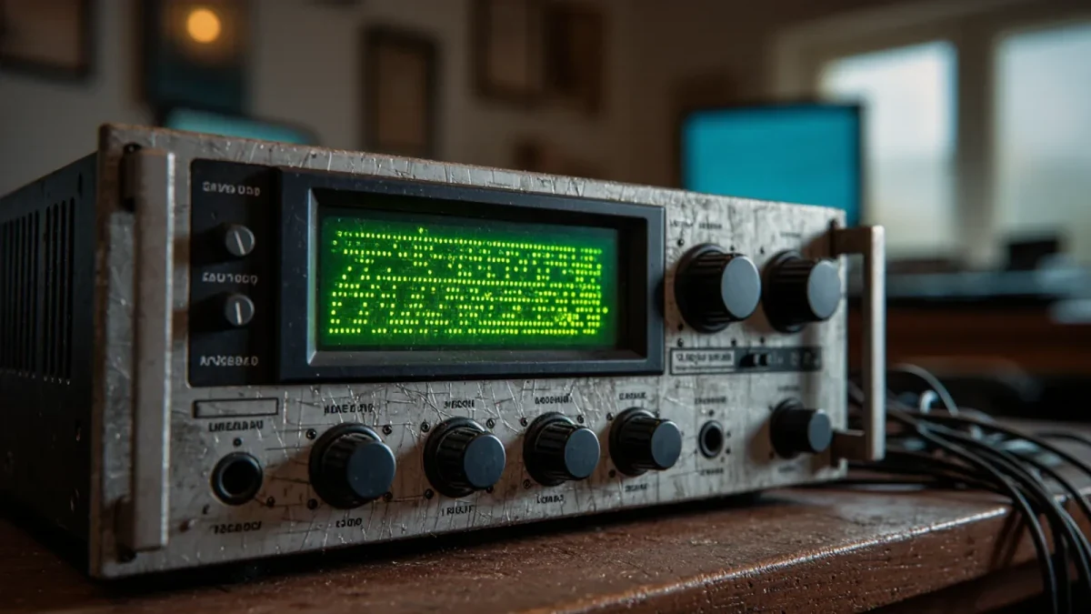 Vintage sampler hardware covered in studio dust
