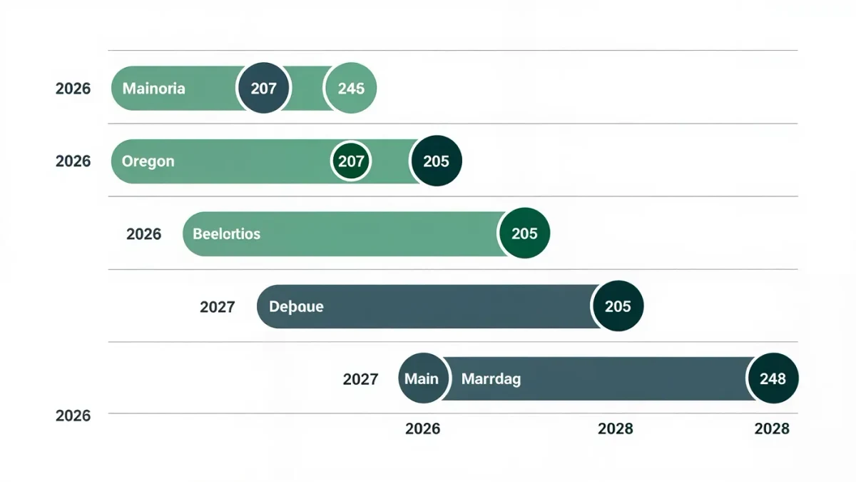 Timeline infographic of state paid family leave programs