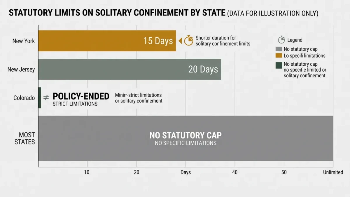 Bar chart comparing state limits on restrictive housing days