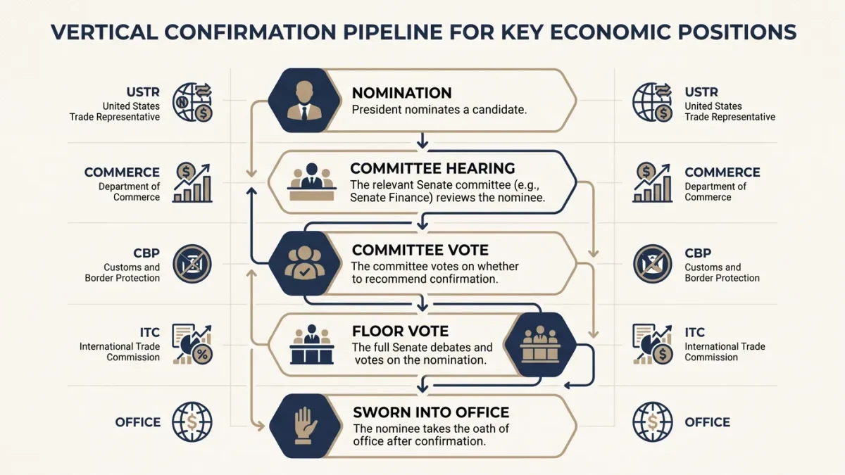 Infographic of the confirmation path from nomination to committee to floor vote