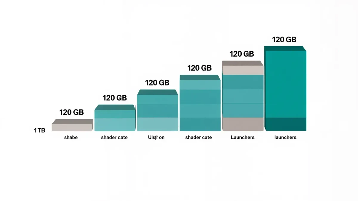 Infographic of a drive split by game install sizes and cache