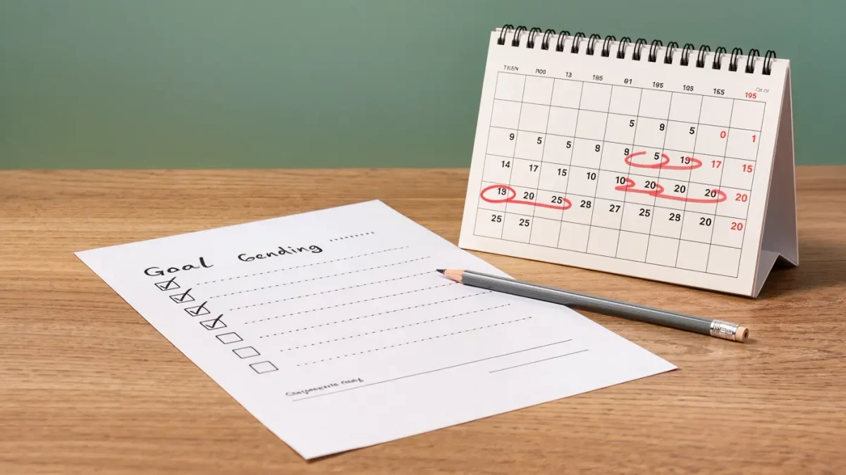 Close-up of a filled-in mentoring agreement and calendar