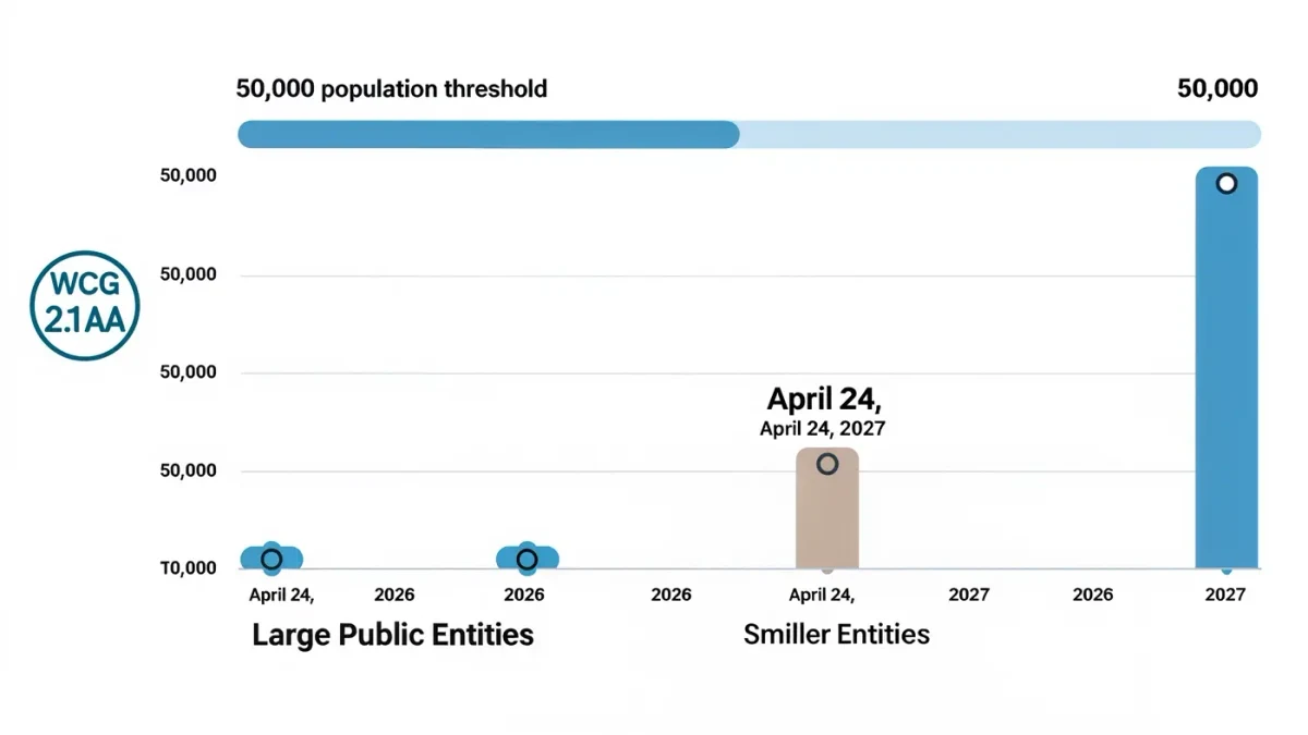 Timeline chart of ADA Title II web rule compliance dates for government entities