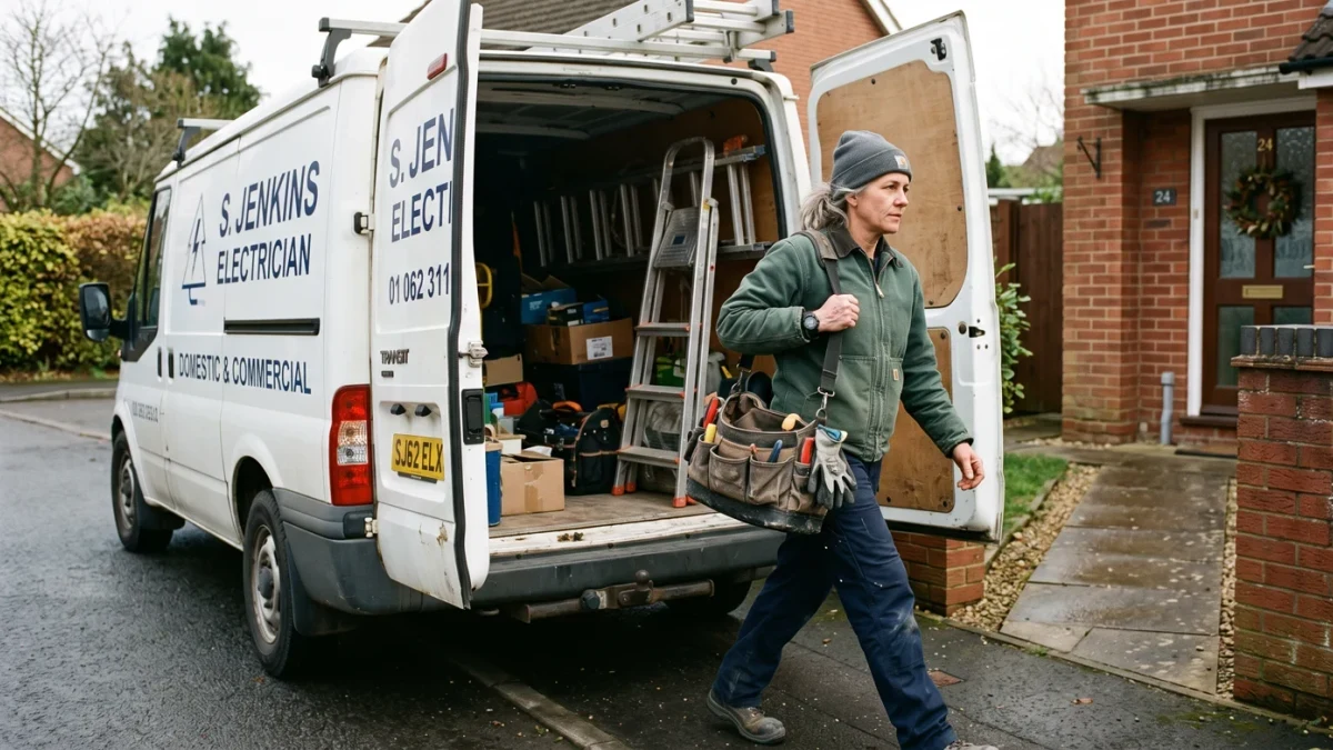 Craft contractor unloading own van tools