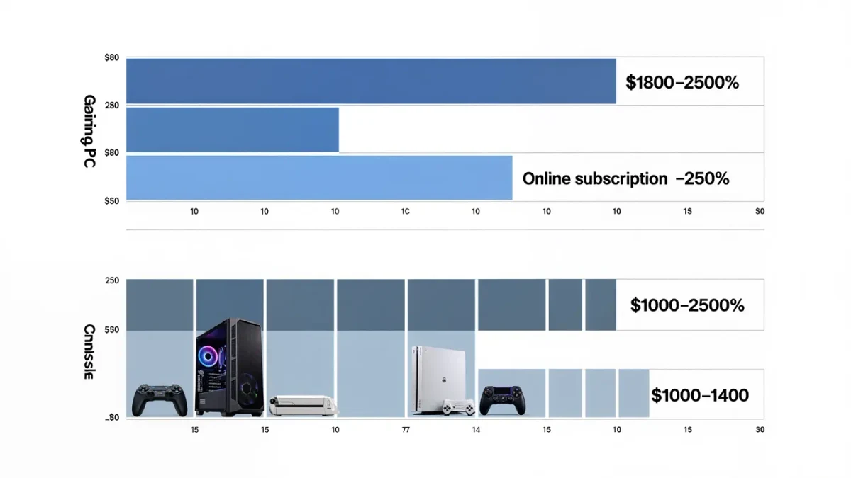 Cost comparison infographic for gaming PC versus console over five years