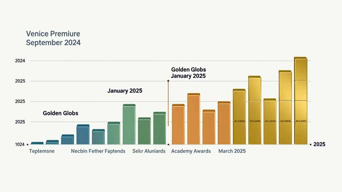 Timeline infographic of The Brutalist awards season