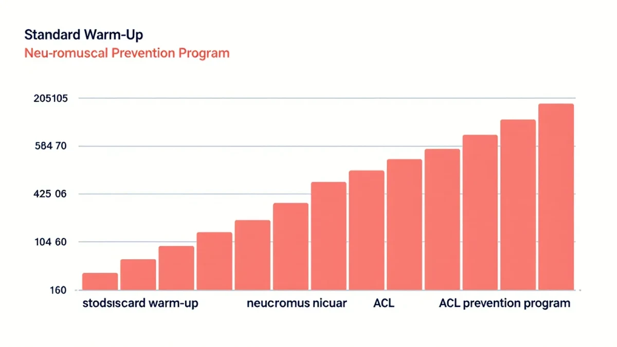 Line chart showing ACL injury rates with and without prevention programs