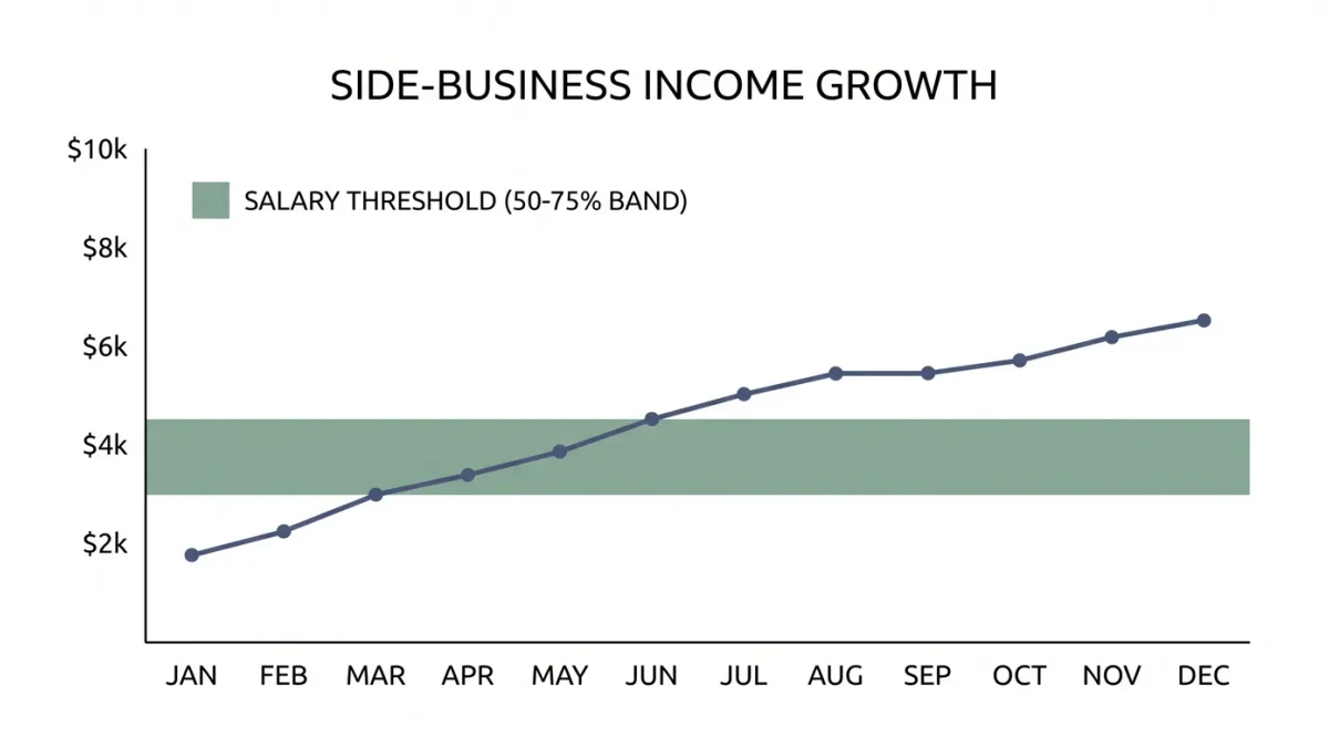 Chart comparing side income growth against salary threshold