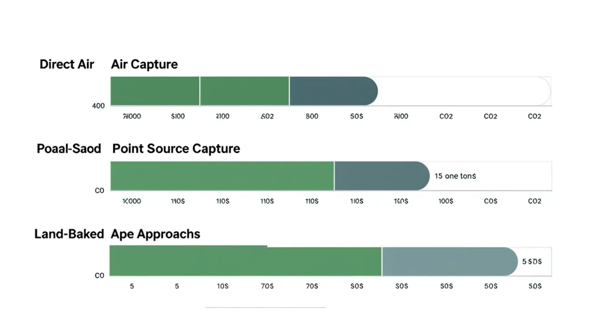 Infographic chart comparing cost per ton of CO2 across capture approaches