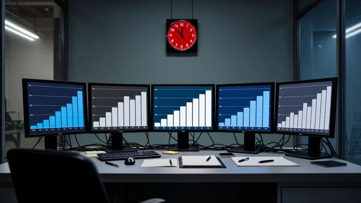 Trading desk monitoring rate expectations before an announcement