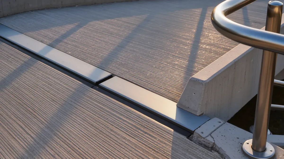 Concrete ramp landing edge and curb detail