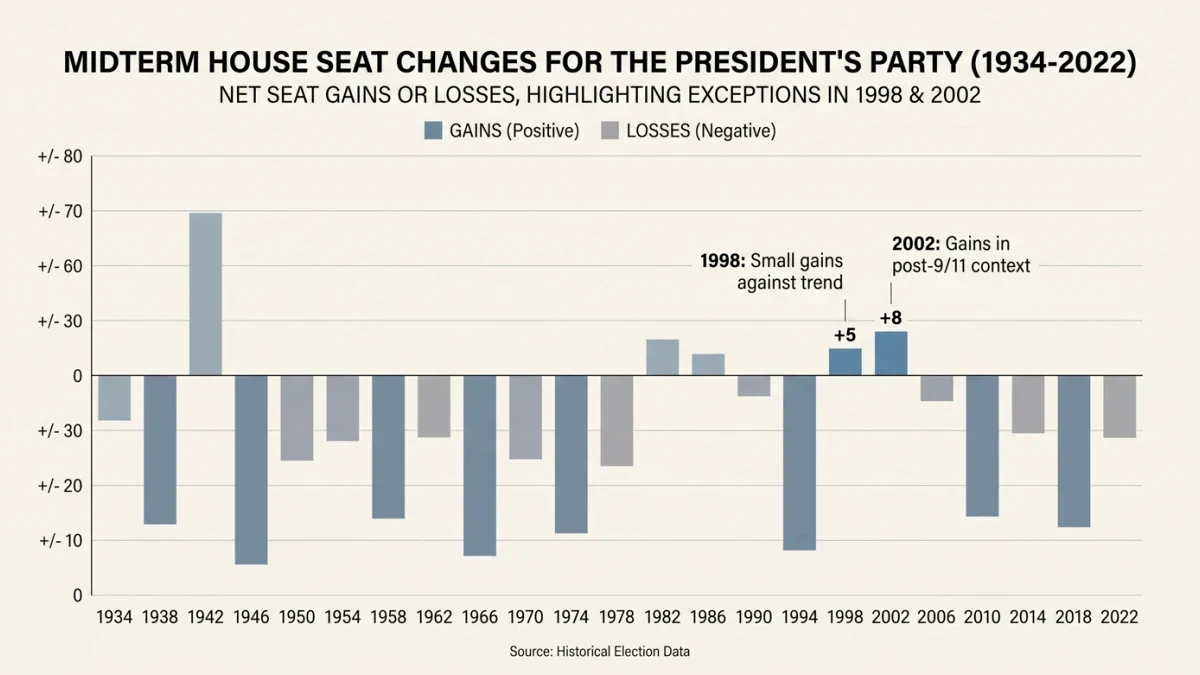 Historian arranging charts of past midterm seat changes