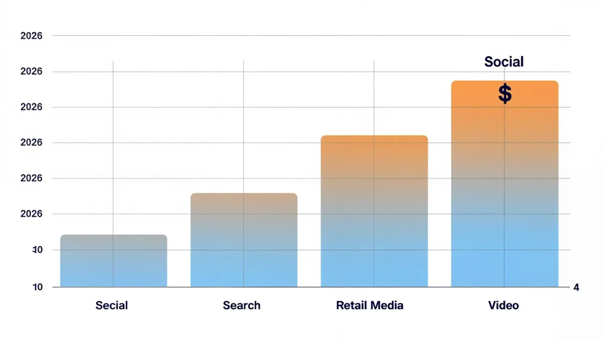 Bar chart ranking social as the largest advertising channel in 2026