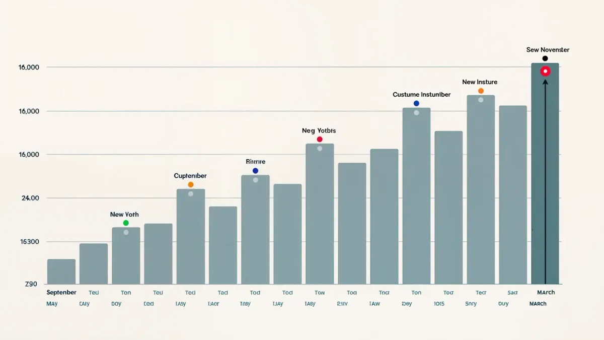 Bar chart of exhibition openings by month, peaking in fall