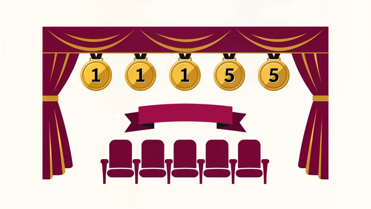 Chart of five nomination slots with playbill silhouettes