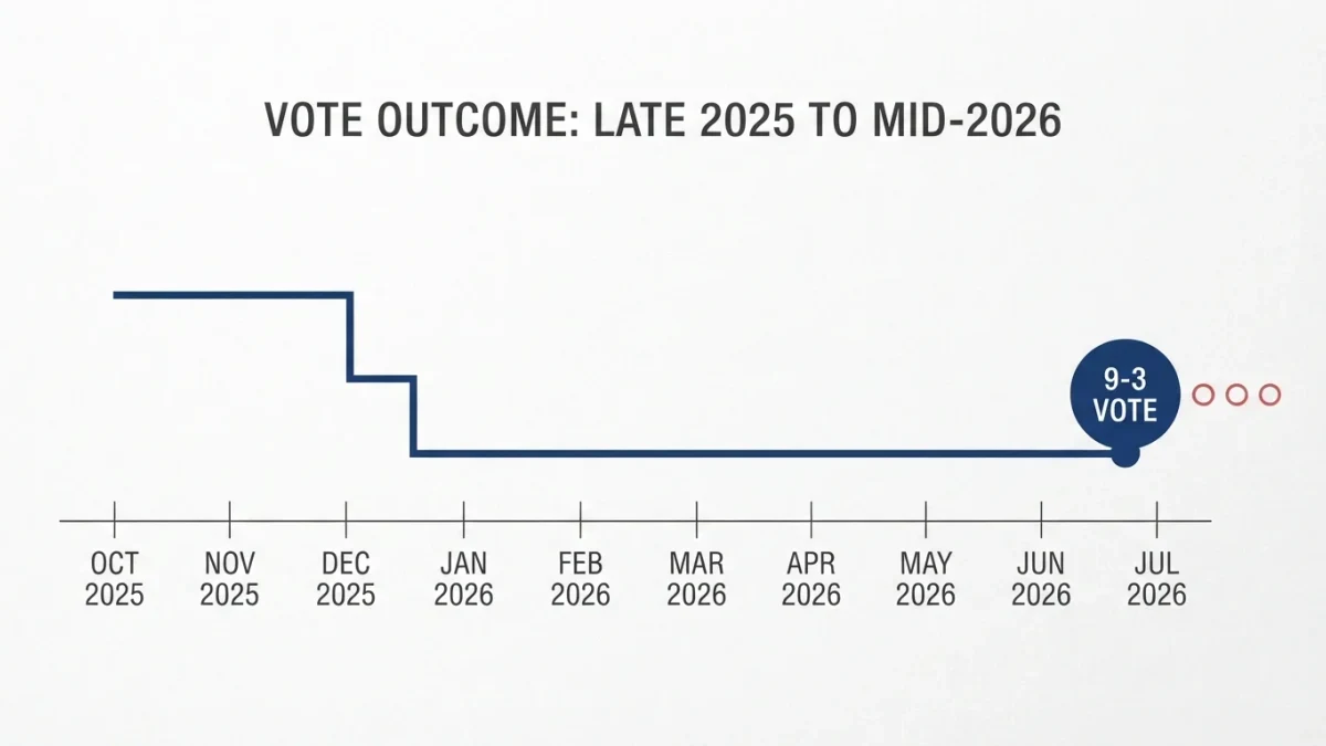 Infographic of a rate path holding flat with three dissents marked