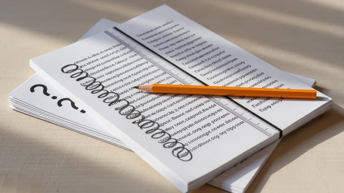 Close-up of pencil-annotated workshop manuscript pages