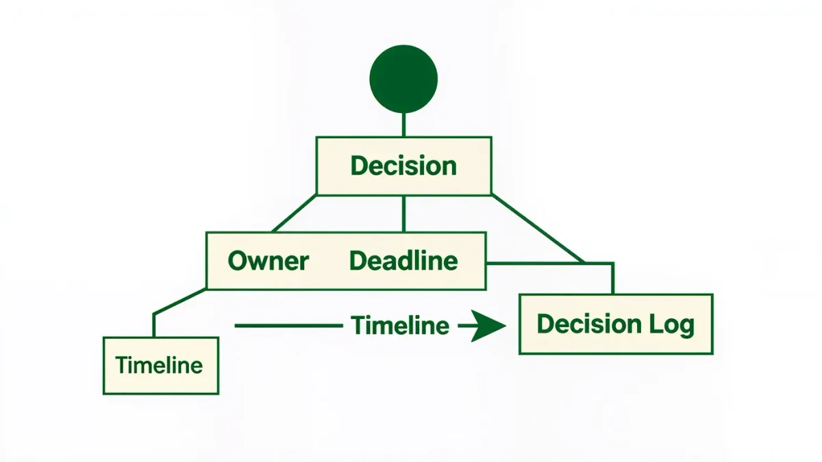 Diagram of a one-question meeting with decision and owner