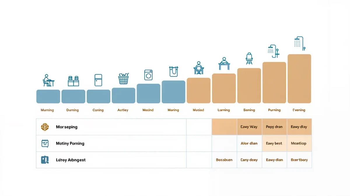 Infographic of a paced daily activity schedule alternating task blocks with rest breaks