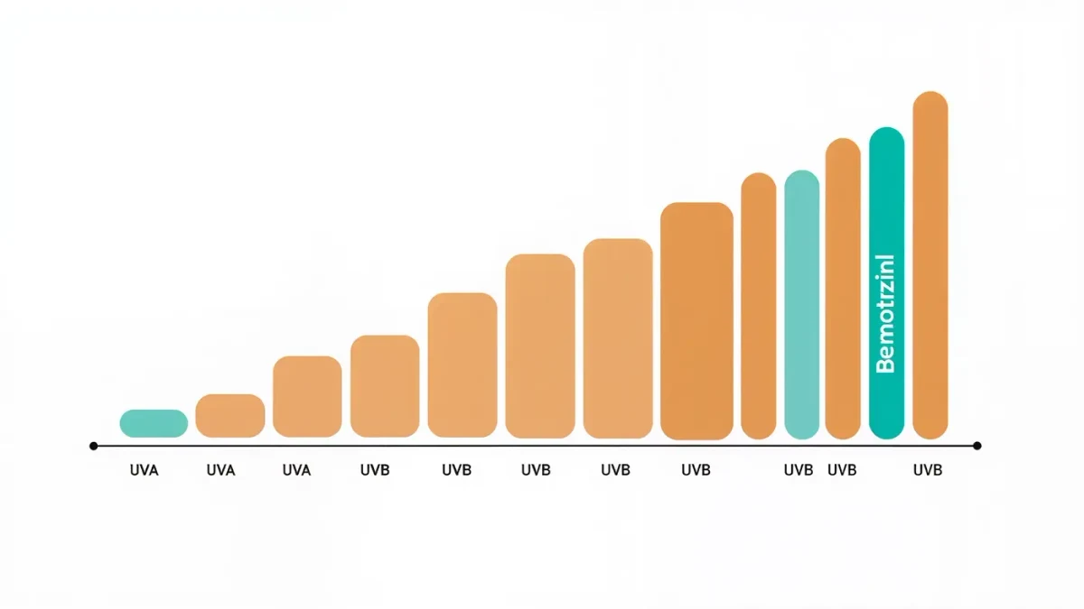 infographic chart comparing UVA and UVB coverage of sunscreen filters