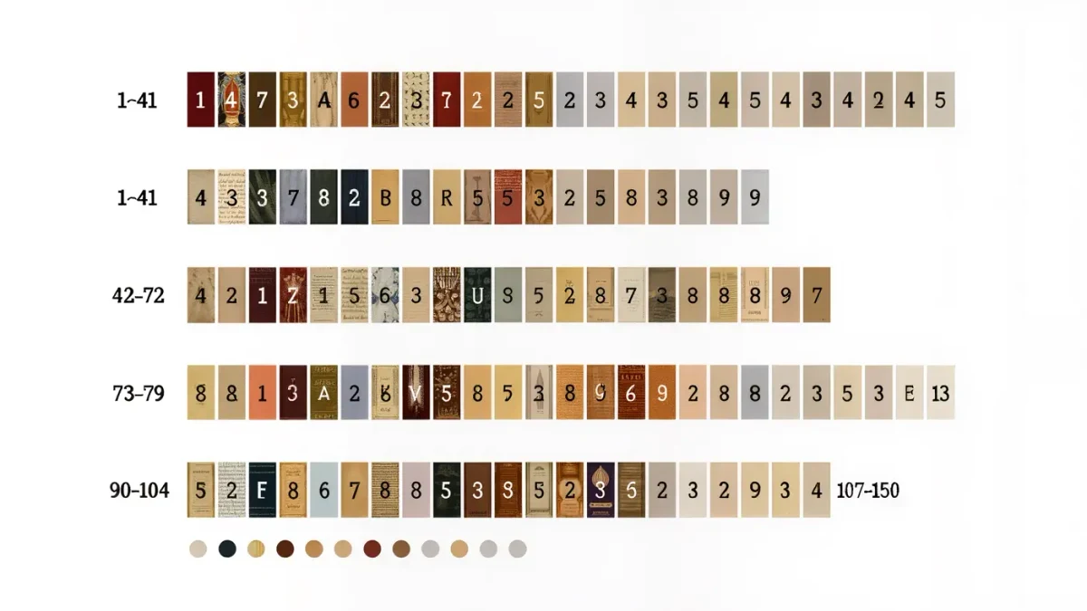 Chart dividing the 150 psalms into five books by genre