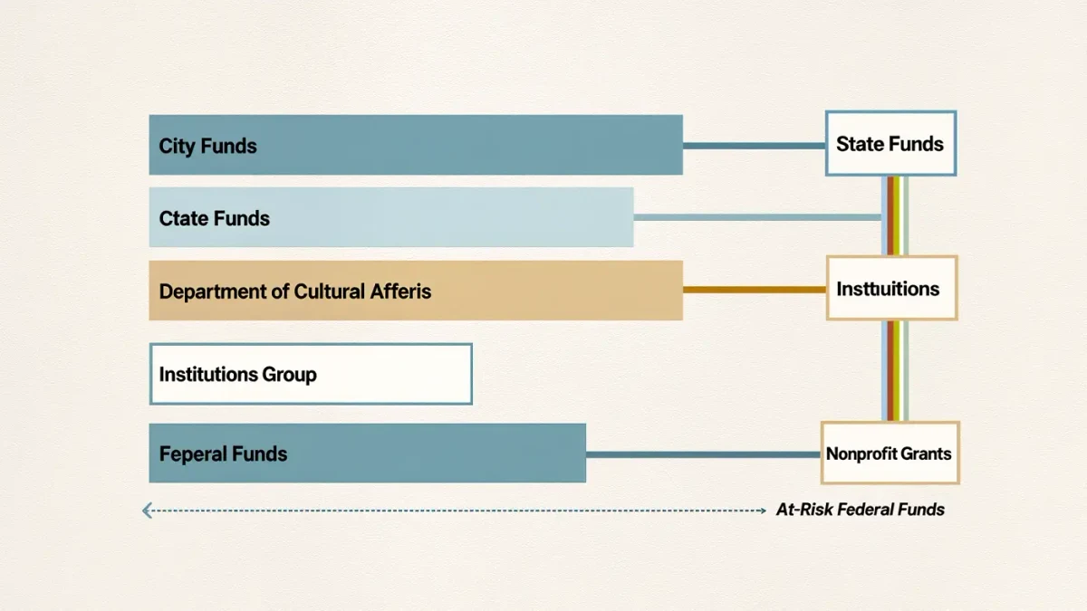 Infographic of how city, state, and federal arts funding flows