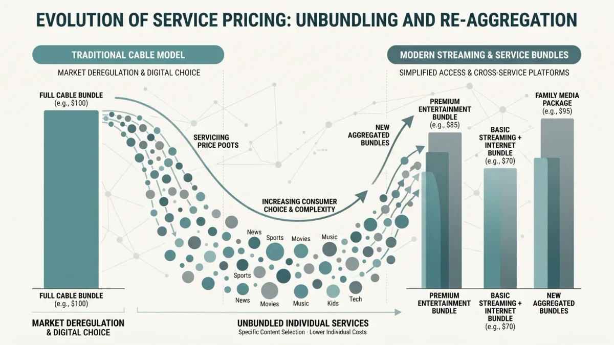 Infographic of unbundling and rebundling price arc