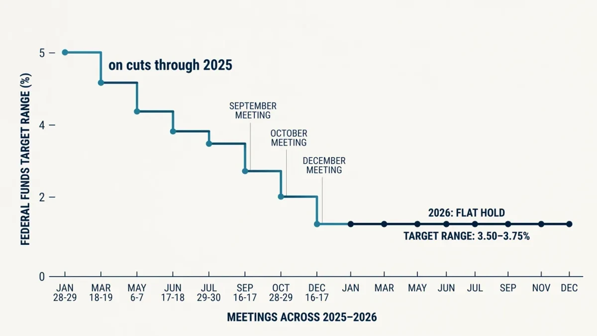 Infographic of the 2026 fed funds target range path